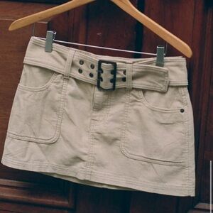 abercrombie & fitch cream corduroy belted mini skirt